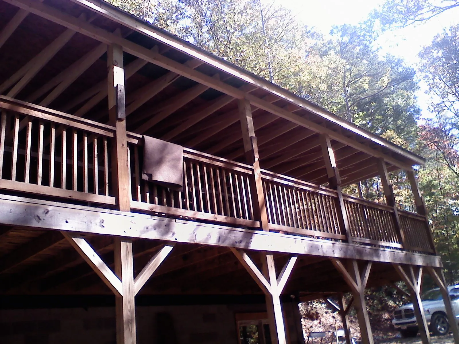 Timber framing under a new elevated porch and deck — Roof Leak Repair in Franklin Park by Roofing Brothers